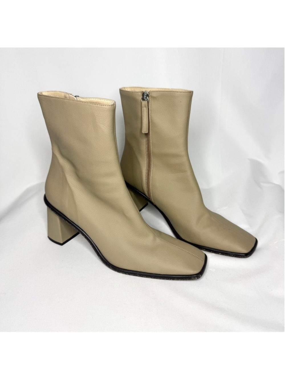ALOHAS Beige Cactus Leather Ankle Boots West Cactus Warm Sand Beige Size 11.5